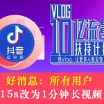 好消息：抖音全平台免费开放60秒1分钟短视频