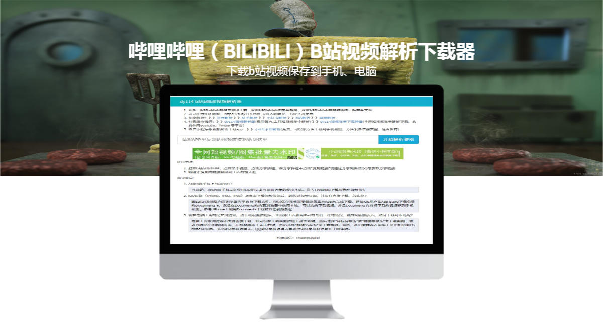 dy114哔哩哔哩视频下载解析器-bilibili(b站)视频保存到下载手机或电脑